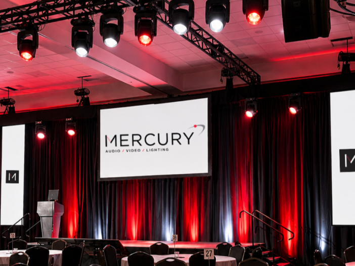 Live Corporate Event with three LED walls staging lighting and audio equiptment